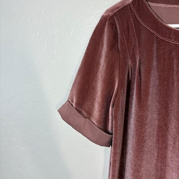 Soft Surroundings Shirt Womens Small Mauve Velvet Short Sleeve Style 2BU18 - Picture 2 of 7